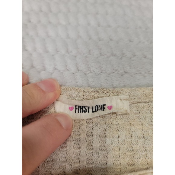 First Love Shirt Womens Medium Waffle Knit Over Sized Snake Print Back & Sleeve - Picture 4 of 7